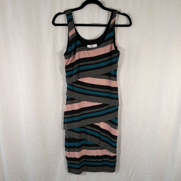 Bailey 44 Knee Length Dress Women's Small Multicolor Striped Sleeveless Layered - Picture 1 of 5